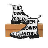 Alien Cowboy World Women's White Canvas Boots