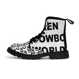 Alien Cowboy World Men's White Canvas Boots
