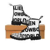 Alien Cowboy World Men's White Canvas Boots