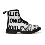 Alien Cowboy World Men's White Canvas Boots