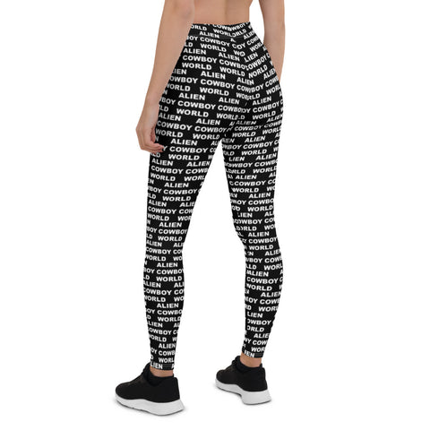 Alien Cowboy World Black Leggings