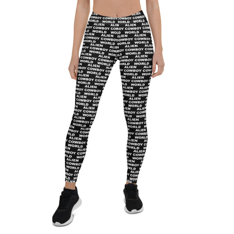 Alien Cowboy World Black Leggings