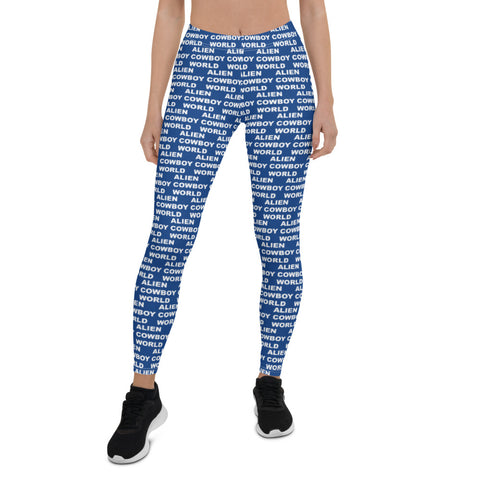 Alien Cowboy World Blue Leggings