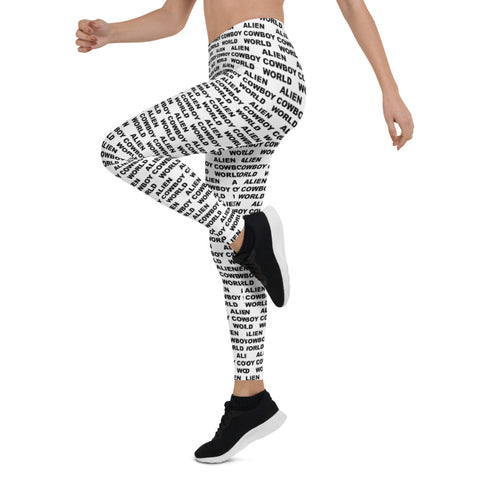 Alien Cowboy World White Leggings