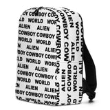 Alien Cowboy World Minimalist White Backpack