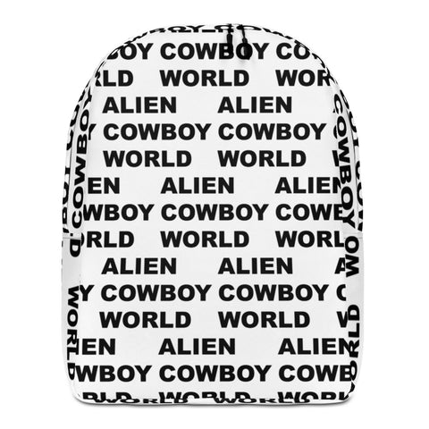 Alien Cowboy World Minimalist White Backpack