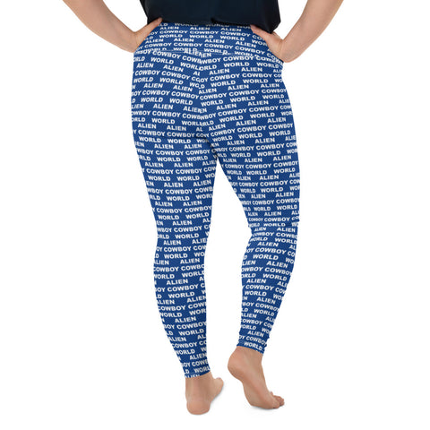 Alien Cowboy World Blue Plus Size Leggings