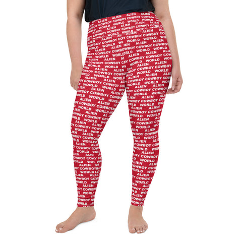 Alien Cowboy World Red Plus Size Leggings