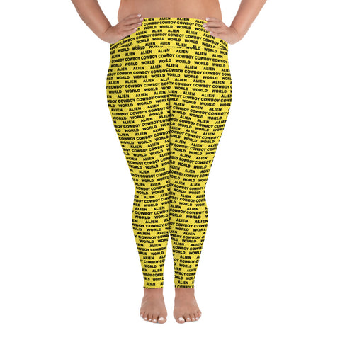 Alien Cowboy World Yellow Plus Size Leggings