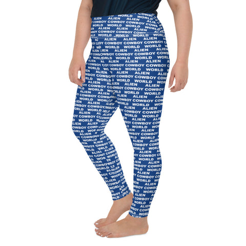 Alien Cowboy World Blue Plus Size Leggings