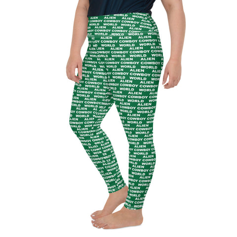 Alien Cowboy World Green Plus Size Leggings