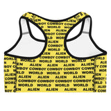 Alien Cowboy World Yellow Sports Bra