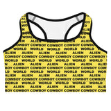 Alien Cowboy World Yellow Sports Bra