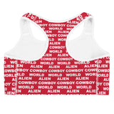 Alien Cowboy World Red Sports Bra