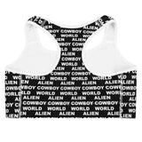 Alien Cowboy World Black Sports bra