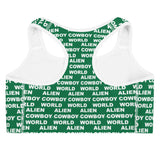 Alien Cowboy World Green Sports bra