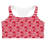 Alien Cowboy World Red Sports Bra