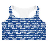 Alien Cowboy World Blue Sports Bra