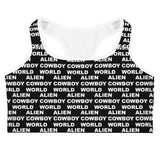 Alien Cowboy World Black Sports bra