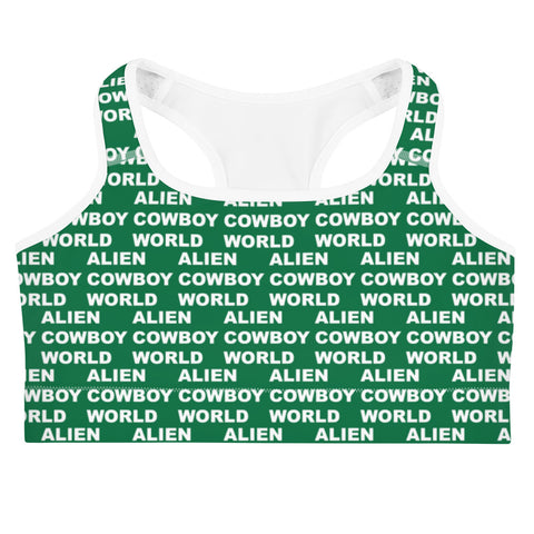 Alien Cowboy World Green Sports bra