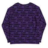 Alien Cowboy World Purple Unisex Sweatshirt