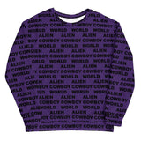 Alien Cowboy World Purple Unisex Sweatshirt