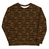 Alien Cowboy World Brown Unisex Sweatshirt