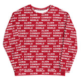 Alien Cowboy World Unisex Sweatshirt - Red