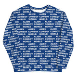 Alien Cowboy World Unisex Sweatshirt - Blue