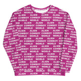 Alien Cowboy World Unisex Sweatshirt - Magenta