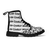 Alien Cowboy World Men's White Canvas Boots