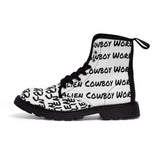 Alien Cowboy World Men's White Canvas Boots