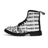 Alien Cowboy World Women's White Canvas Boots