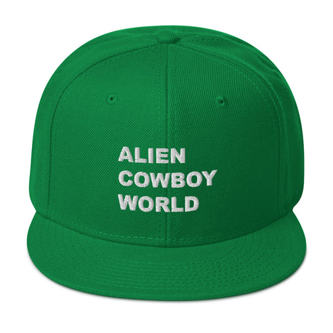 Alien Cowboy World Green Snapback Hat